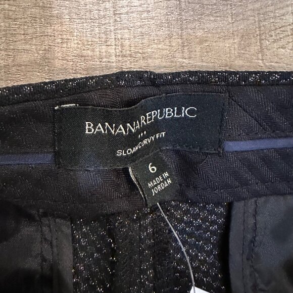 BANANA REPUBLIC WOMENS NEW BLACK SILVER PANTS SLOAN CURVY FIT SIZE 6 - Picture 6 of 11